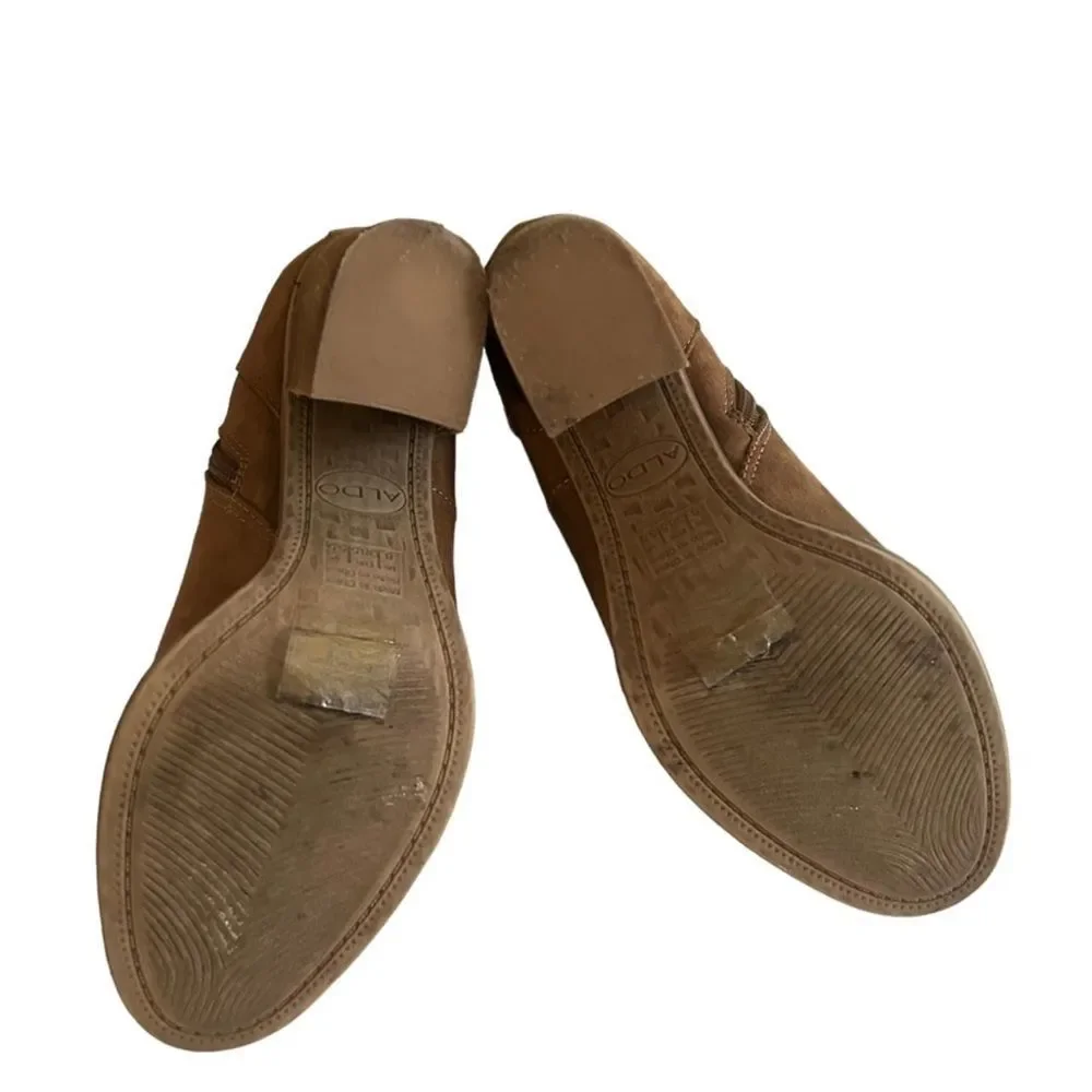 ALDO Suede Leather Buckle Ankle Booties 8 - Picture 9 of 15